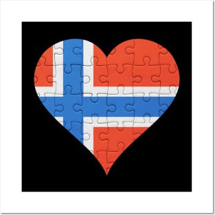 Norwegian Jigsaw Puzzle Heart Design - Gift for Norwegian With Norway Roots Posters and Art